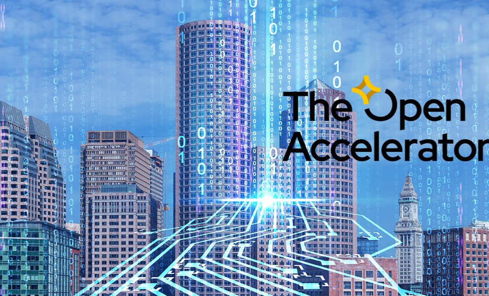 Boston Skyline with Open Accelerator Logo